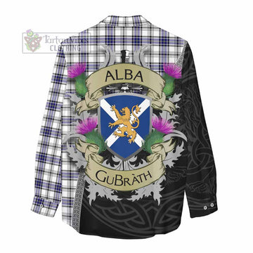 Hannay Tartan Family Crest Women's Casual Shirt Lion Rampant Royal Thistle Shield Celtic Inspired