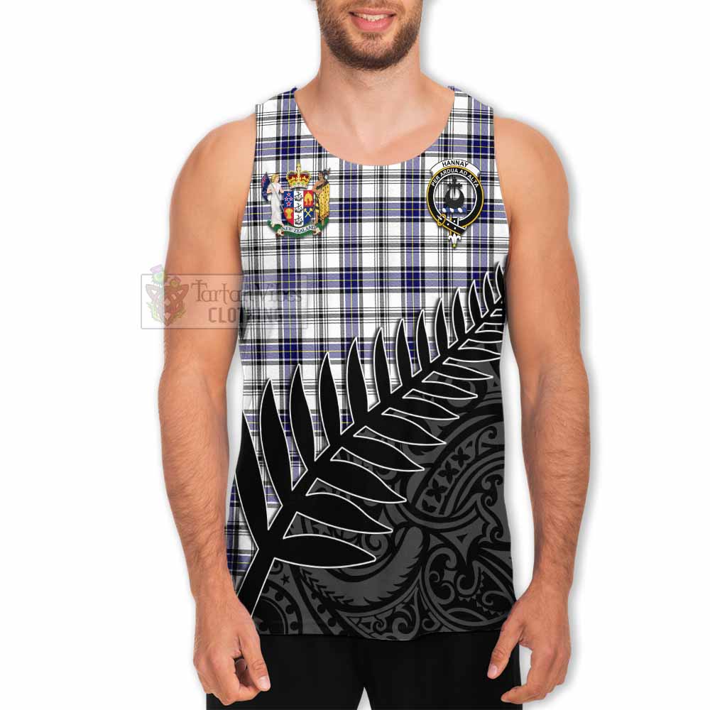 Tartan Vibes Clothing Hannay Crest Tartan Men's Tank Top with New Zealand Silver Fern Half Style