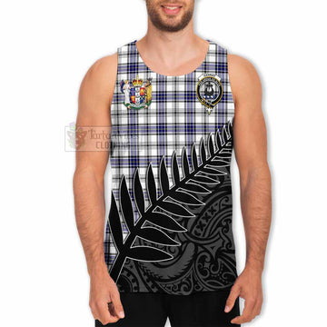 Tartan Vibes Clothing Hannay Crest Tartan Men's Tank Top with New Zealand Silver Fern Half Style