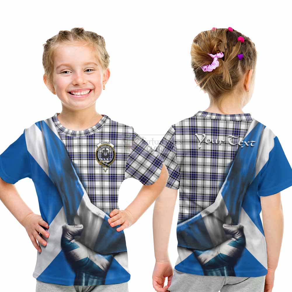 Tartan Vibes Clothing Hannay Tartan Kid T-Shirt with Family Crest Scotland Patriotic Style