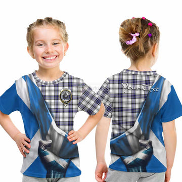 Tartan Vibes Clothing Hannay Tartan Kid T-Shirt with Family Crest Scotland Patriotic Style