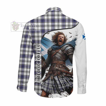 Hannay Crest Tartan Long Sleeve Button Shirt Inspired by the Freedom of Scottish Warrior