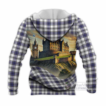 Hannay Tartan Family Crest Knitted Hoodie with Scottish Ancient Castle Style