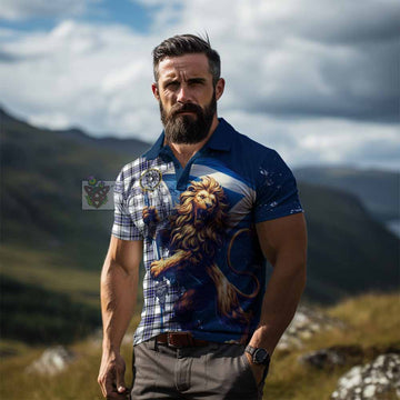 Hannay Tartan Family Crest Men's Polo Shirt with Scottish Majestic Lion