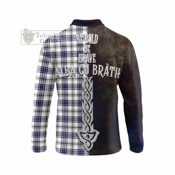 Hannay Tartan Family Crest Long Sleeve Polo Shirt Alba Gu Brath Be Brave Lion Ancient Style