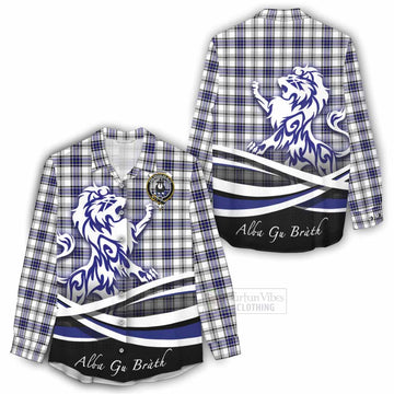 Hannay Tartan Women's Casual Shirt with Alba Gu Brath Regal Lion Emblem