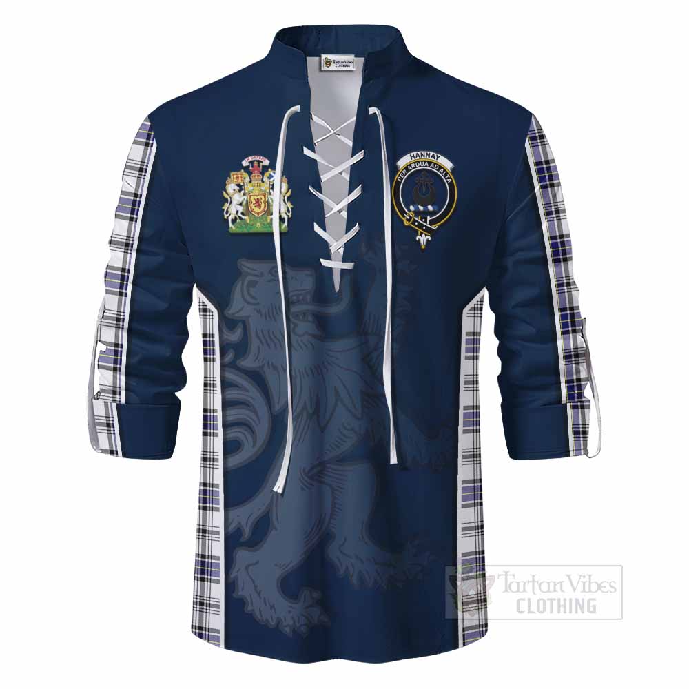 Tartan Vibes Clothing Hannay Tartan Ghillie Kilt Shirt with Family Crest and Lion Rampant Vibes Sport Style