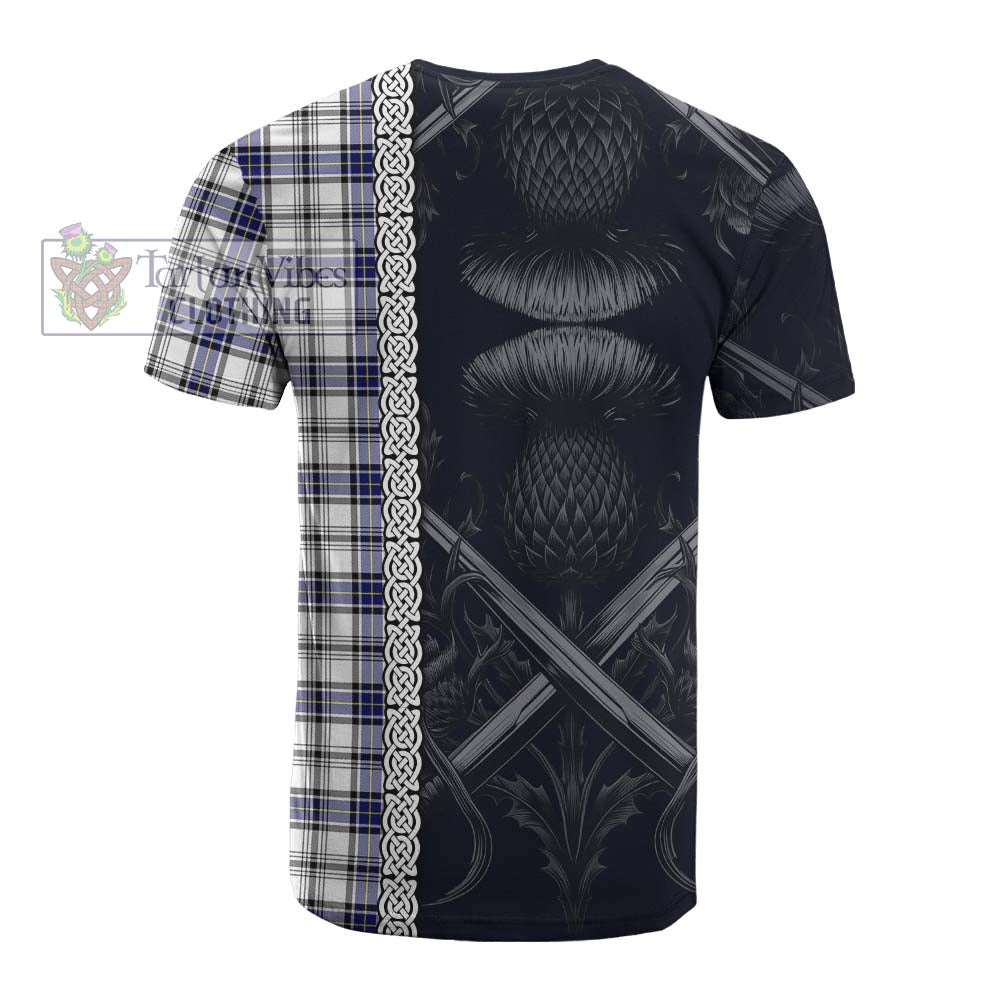 Tartan Vibes Clothing Hannay Tartan Cotton T-shirt with Family Crest Cross Sword Thistle Celtic Vibes