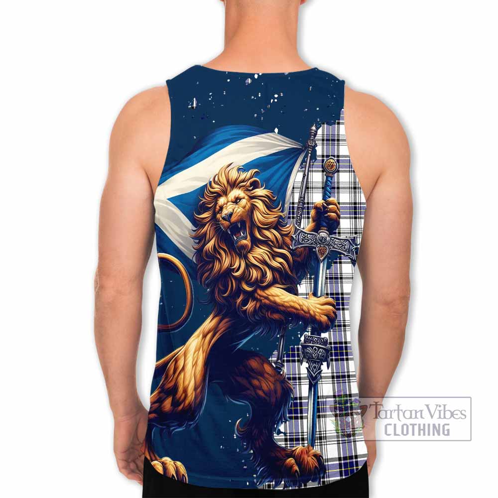 Tartan Vibes Clothing Hannay Tartan Family Crest Men's Tank Top with Scottish Majestic Lion