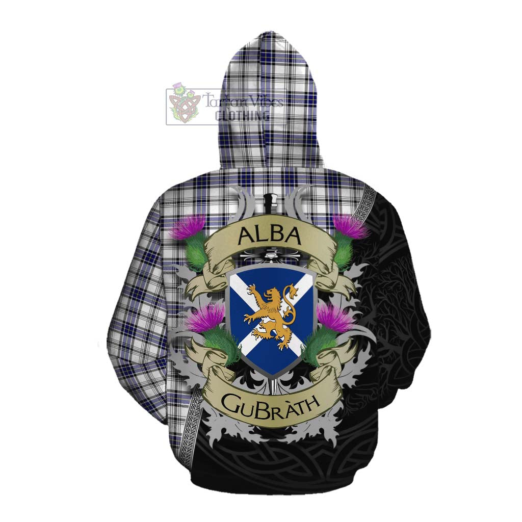 Tartan Vibes Clothing Hannay Tartan Family Crest Cotton Hoodie Lion Rampant Royal Thistle Shield Celtic Inspired