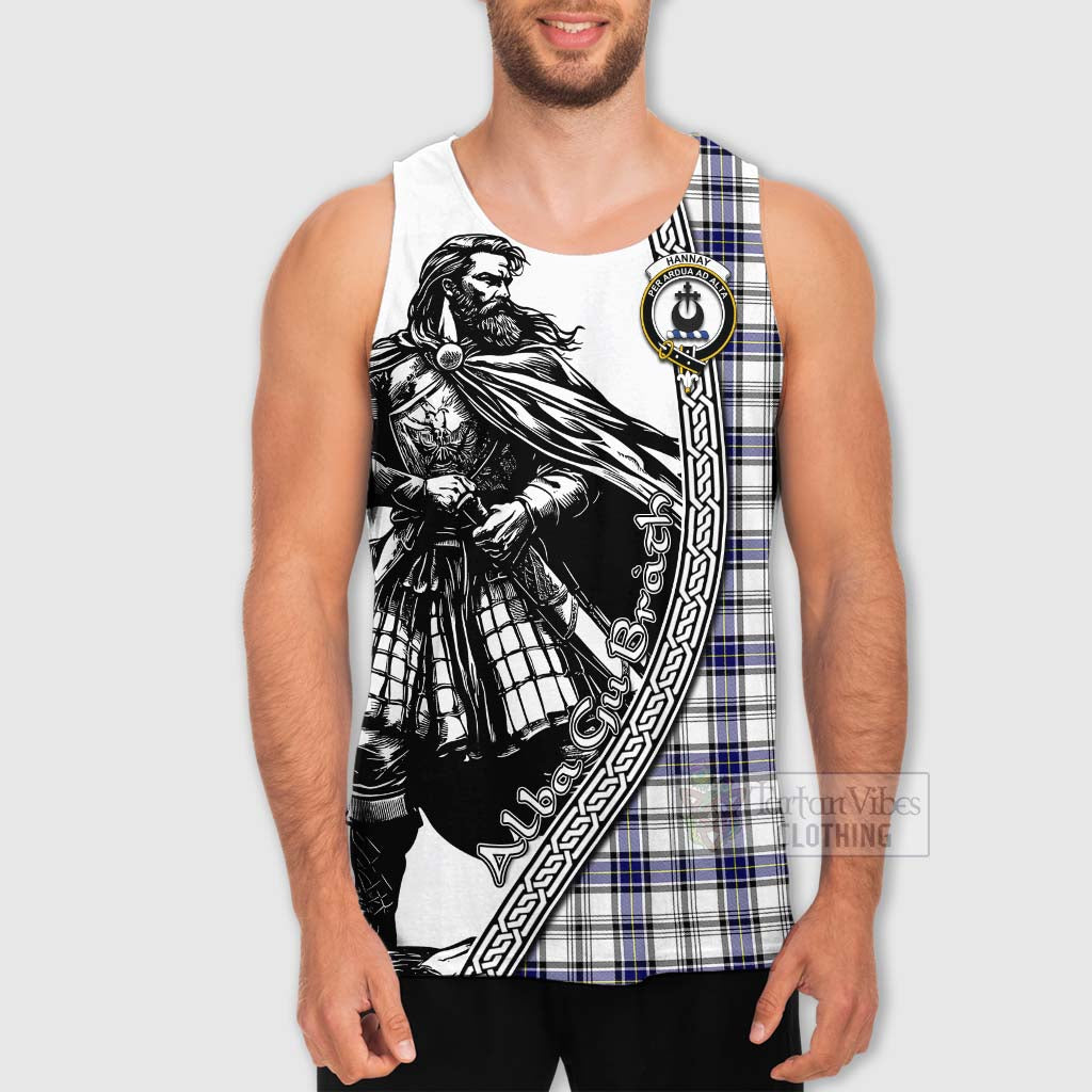Tartan Vibes Clothing Hannay Tartan Clan Crest Men's Tank Top with Highlander Warrior Celtic Style