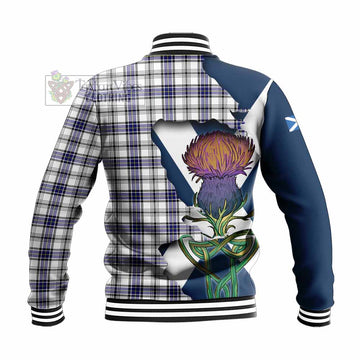 Hannay Tartan Family Crest Baseball Jacket Scottish Thistle Celtic Inspired