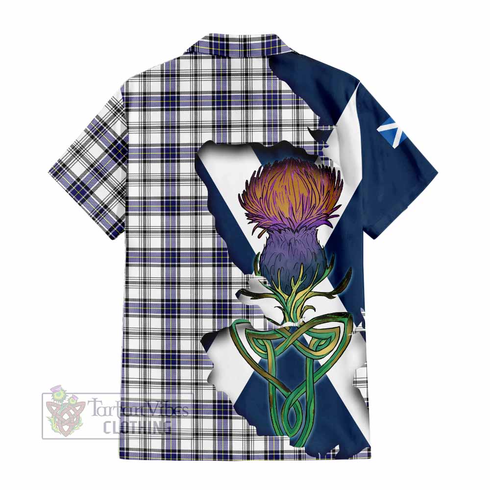 Tartan Vibes Clothing Hannay Tartan Family Crest Short Sleeve Button Shirt Scottish Thistle Celtic Inspired