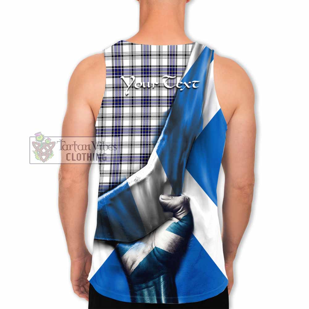 Tartan Vibes Clothing Hannay Tartan Men's Tank Top with Family Crest Scotland Patriotic Style