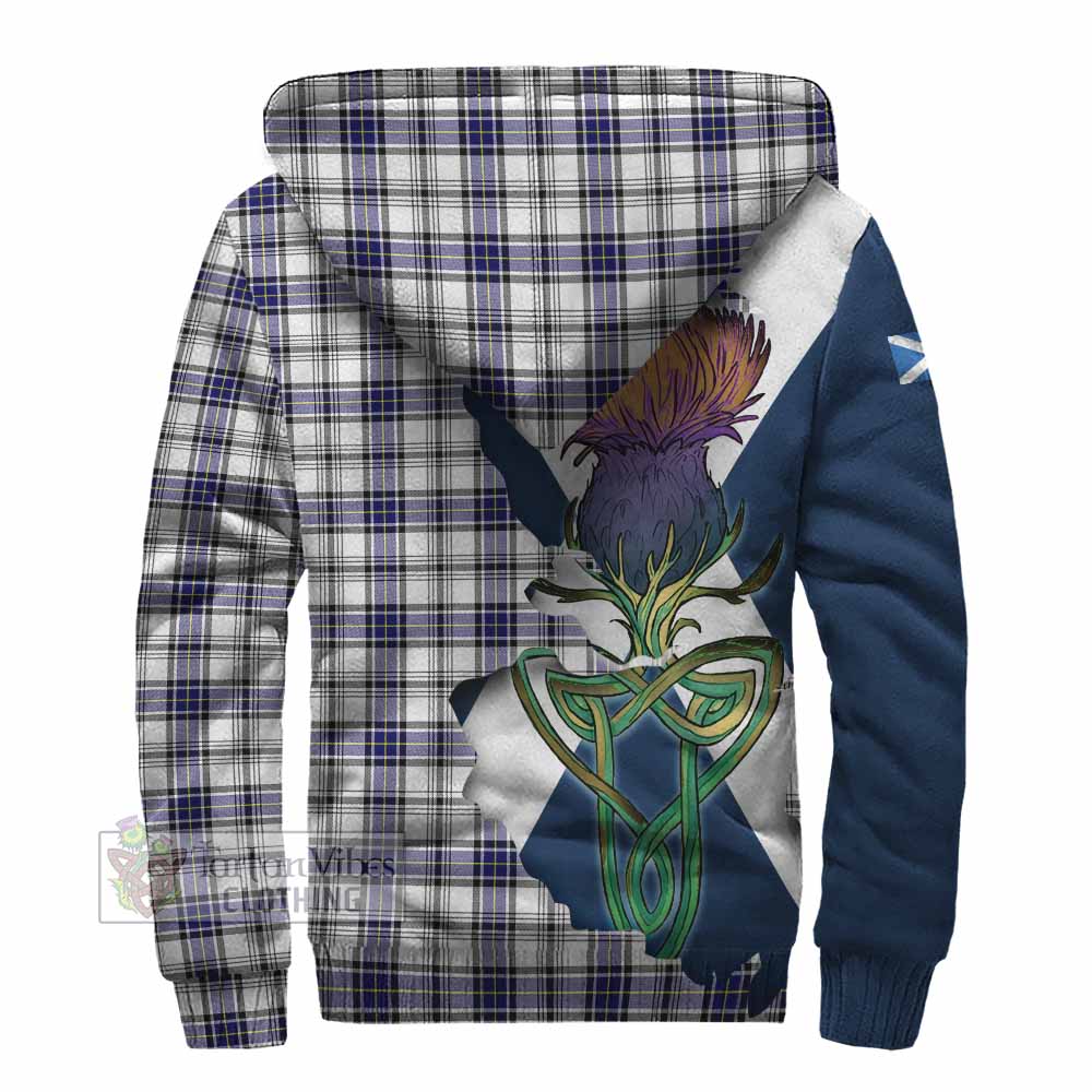 Tartan Vibes Clothing Hannay Tartan Family Crest Sherpa Hoodie Scottish Thistle Celtic Inspired