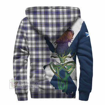 Hannay Tartan Family Crest Sherpa Hoodie Scottish Thistle Celtic Inspired