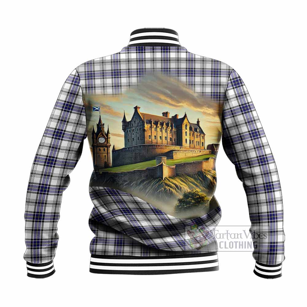 Tartan Vibes Clothing Hannay Tartan Family Crest Baseball Jacket with Scottish Ancient Castle Style