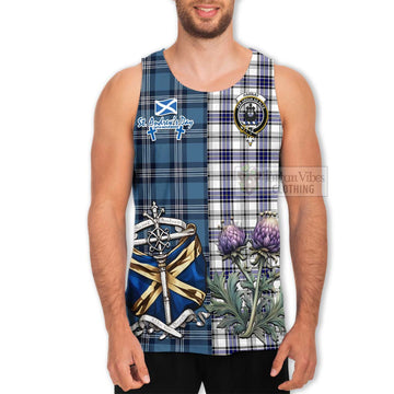 Tartan Vibes Clothing Hannay Tartan Men's Tank Top Happy St. Andrew's Day Half Tartan Style