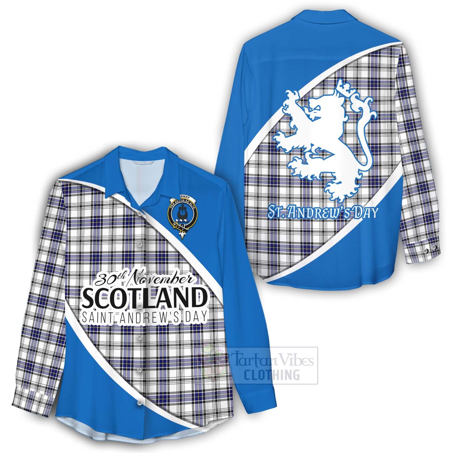 Tartan Vibes Clothing Hannay Family Crest Tartan Women's Casual Shirt Celebrate Saint Andrew's Day in Style