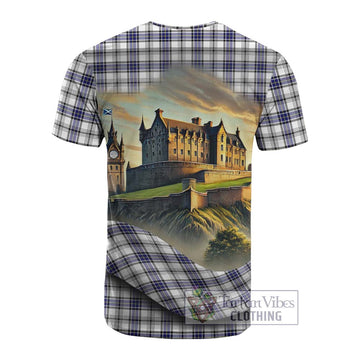 Tartan Vibes Clothing Hannay Tartan Family Crest Cotton T-shirt with Scottish Ancient Castle Style
