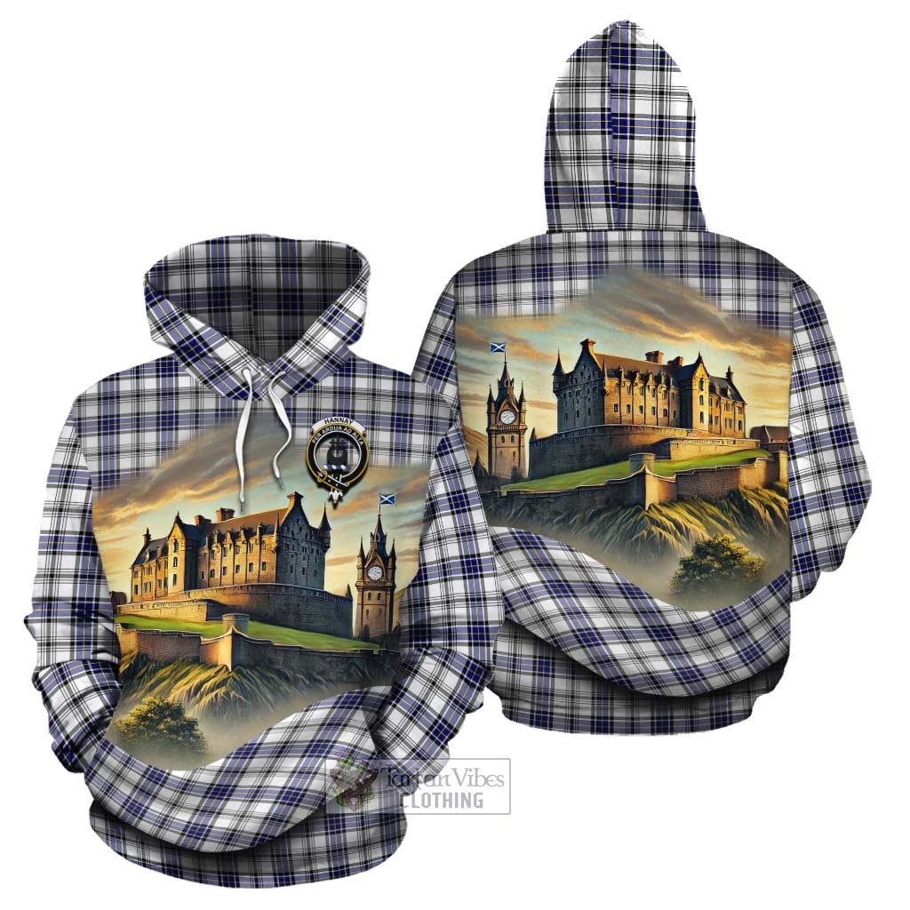 Tartan Vibes Clothing Hannay Tartan Family Crest Cotton Hoodie with Scottish Ancient Castle Style