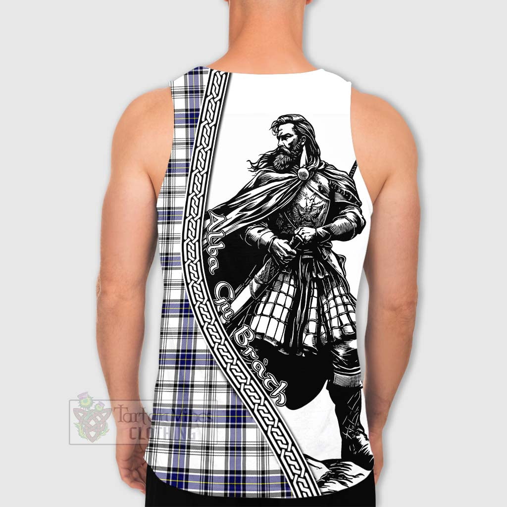 Tartan Vibes Clothing Hannay Tartan Clan Crest Men's Tank Top with Highlander Warrior Celtic Style