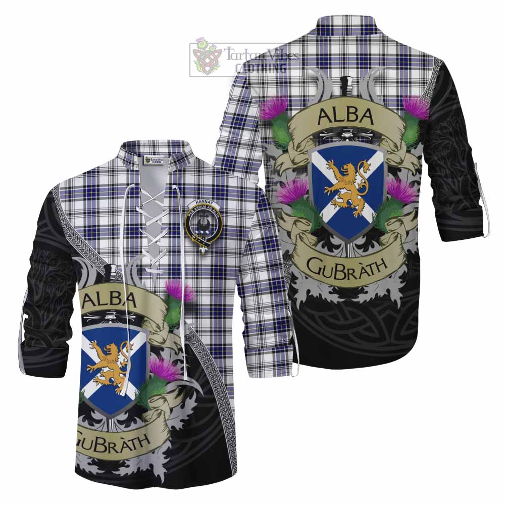 Tartan Vibes Clothing Hannay Tartan Family Crest Ghillie Kilt Shirt Lion Rampant Royal Thistle Shield Celtic Inspired