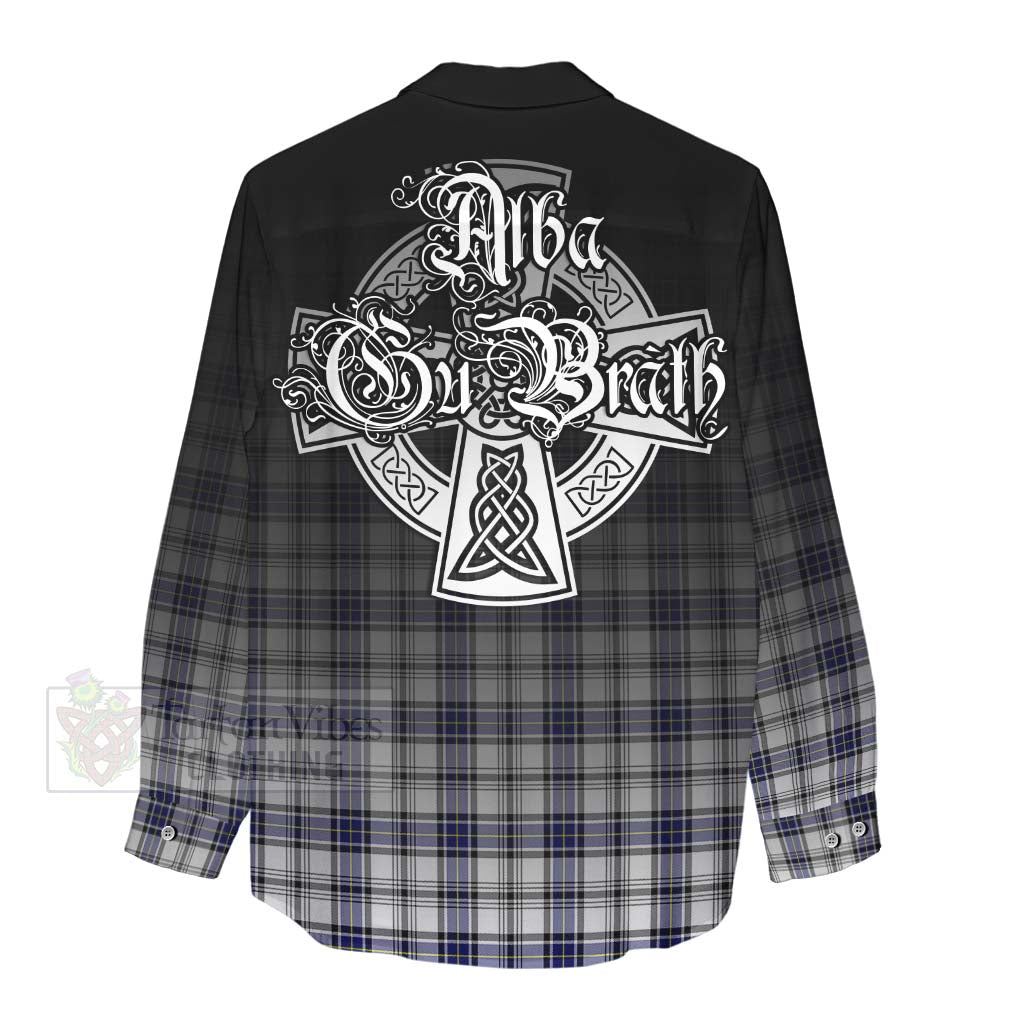 Tartan Vibes Clothing Hannay Tartan Women's Casual Shirt Featuring Alba Gu Brath Family Crest Celtic Inspired