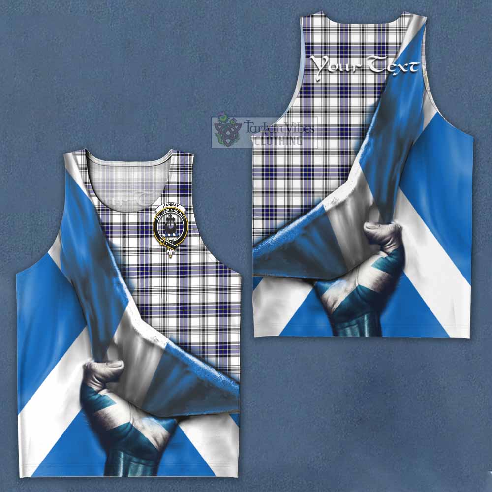 Tartan Vibes Clothing Hannay Tartan Men's Tank Top with Family Crest Scotland Patriotic Style