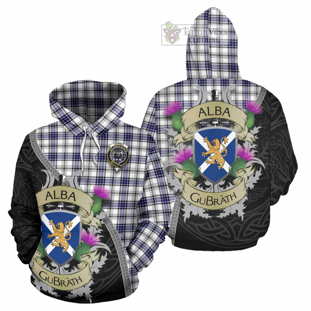 Tartan Vibes Clothing Hannay Tartan Family Crest Hoodie Lion Rampant Royal Thistle Shield Celtic Inspired
