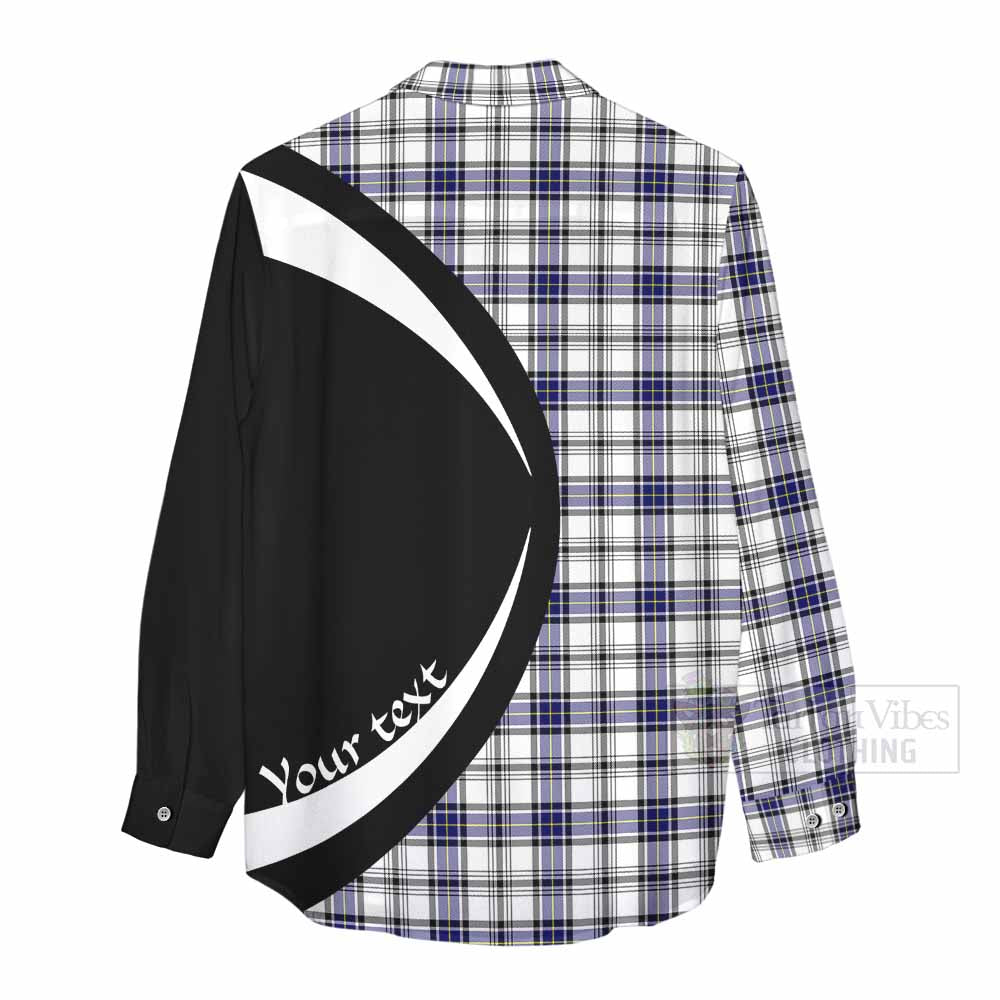Tartan Vibes Clothing Hannay Tartan Women's Casual Shirt with Family Crest Circle Style
