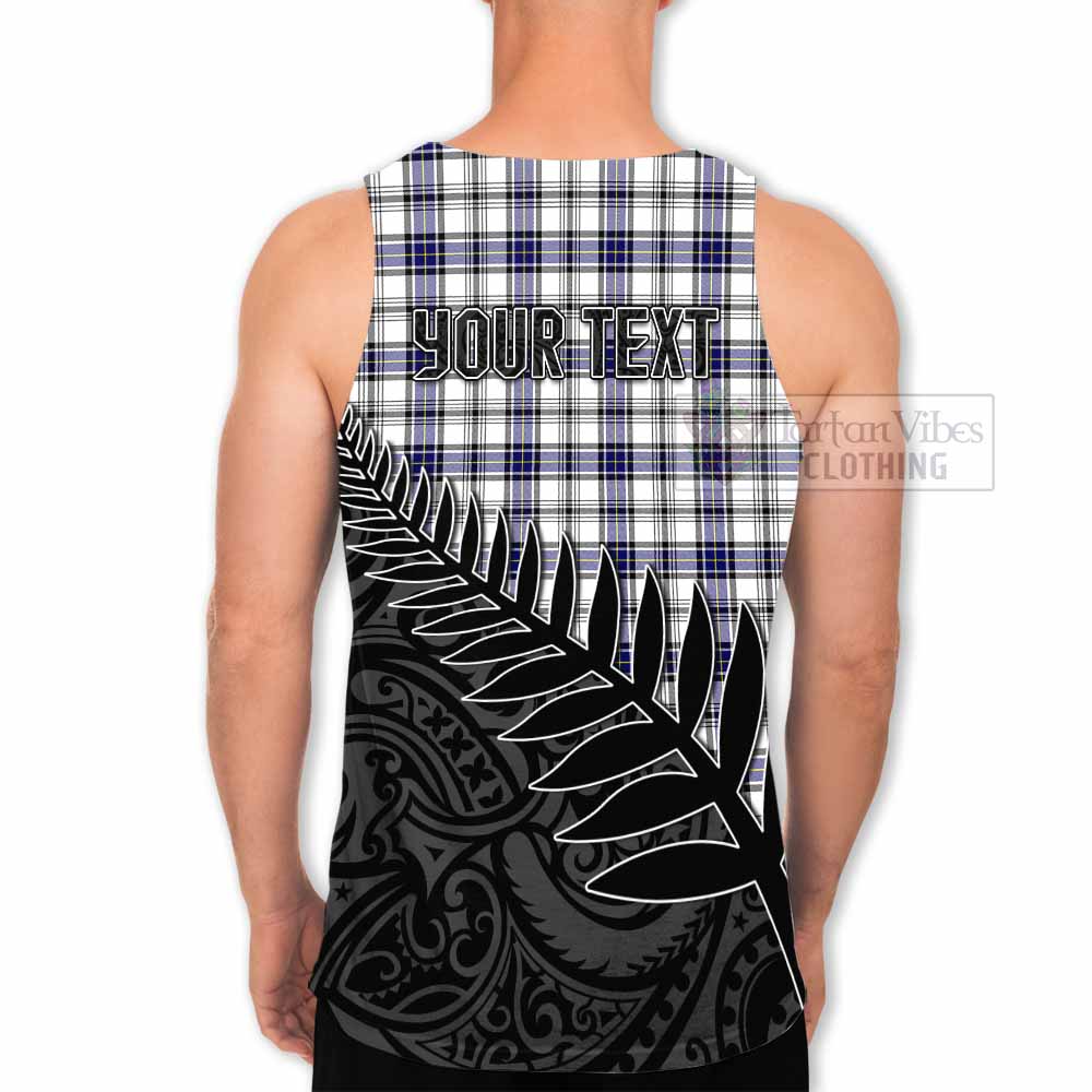 Tartan Vibes Clothing Hannay Crest Tartan Men's Tank Top with New Zealand Silver Fern Half Style