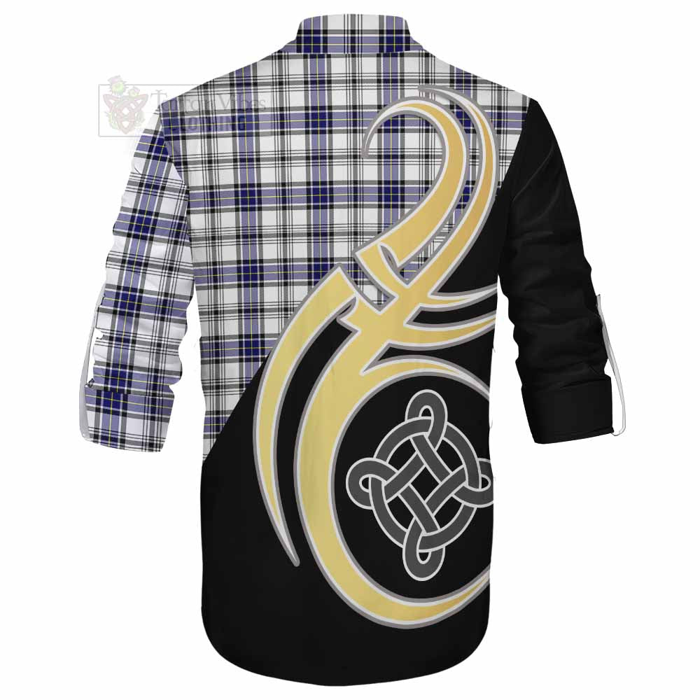 Tartan Vibes Clothing Hannay Tartan Ghillie Kilt Shirt with Family Crest and Celtic Symbol Style