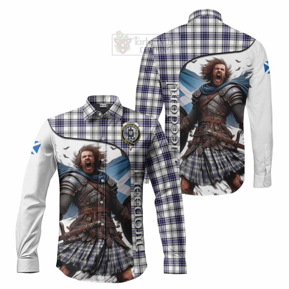Tartan Vibes Clothing Hannay Crest Tartan Long Sleeve Button Shirt Inspired by the Freedom of Scottish Warrior