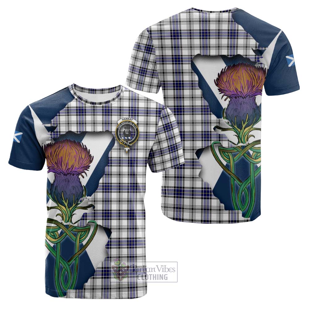 Tartan Vibes Clothing Hannay Tartan Family Crest Cotton T-shirt Scottish Thistle Celtic Inspired
