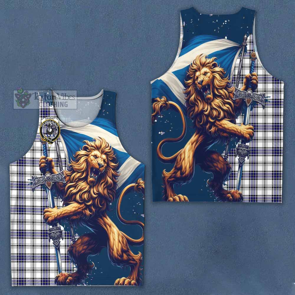Tartan Vibes Clothing Hannay Tartan Family Crest Men's Tank Top with Scottish Majestic Lion