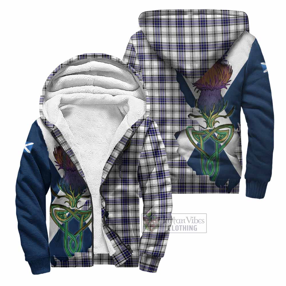 Tartan Vibes Clothing Hannay Tartan Family Crest Sherpa Hoodie Scottish Thistle Celtic Inspired