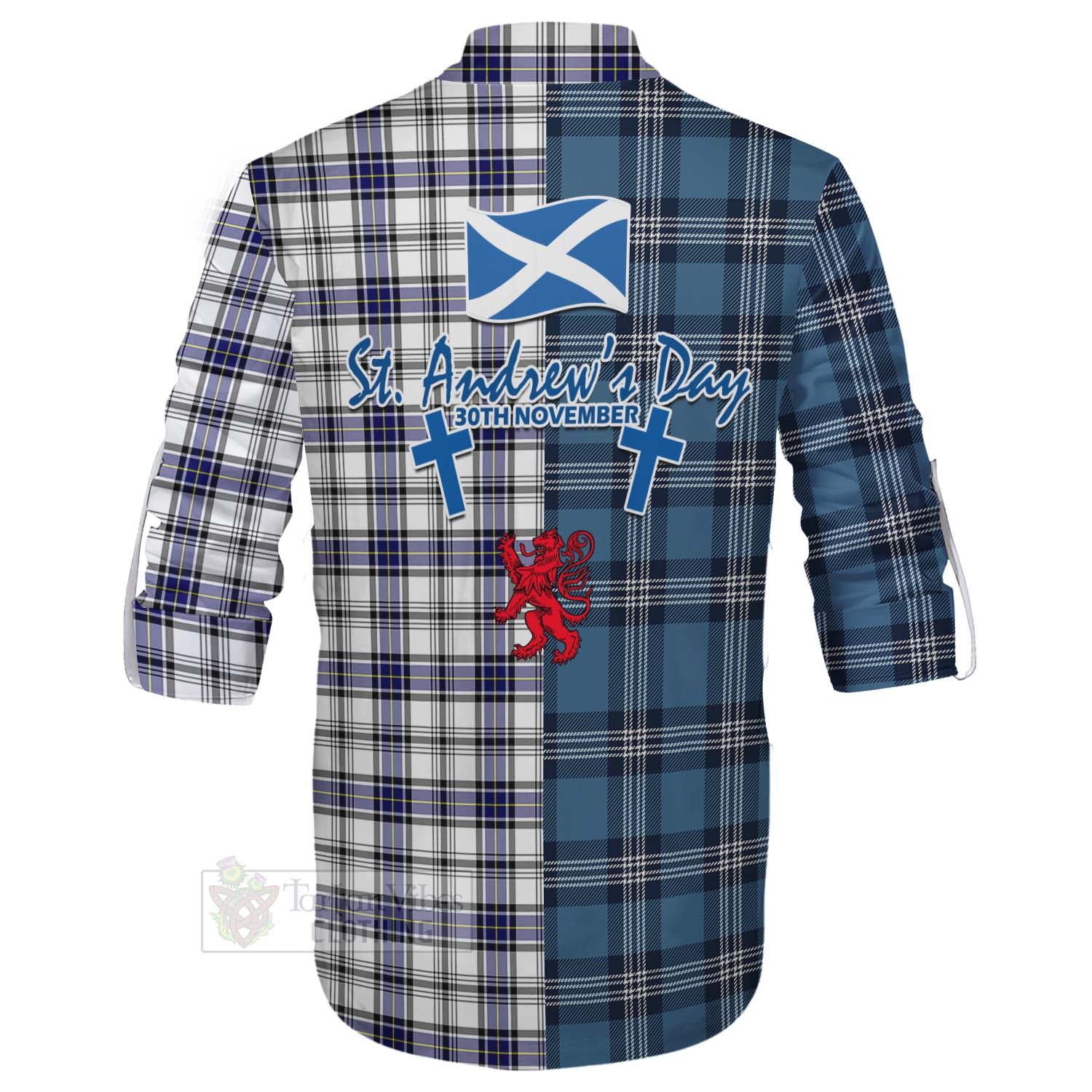 Tartan Vibes Clothing Hannay Tartan Ghillie Kilt Shirt Happy St. Andrew's Day Half Tartan Style