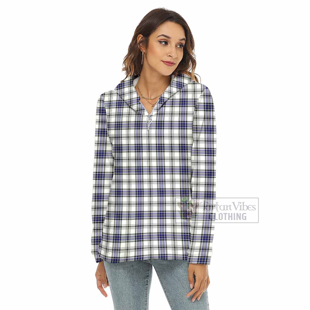 Tartan Vibes Clothing Hannay Tartan Women's Borg  Half Zip Fleece Hoodie