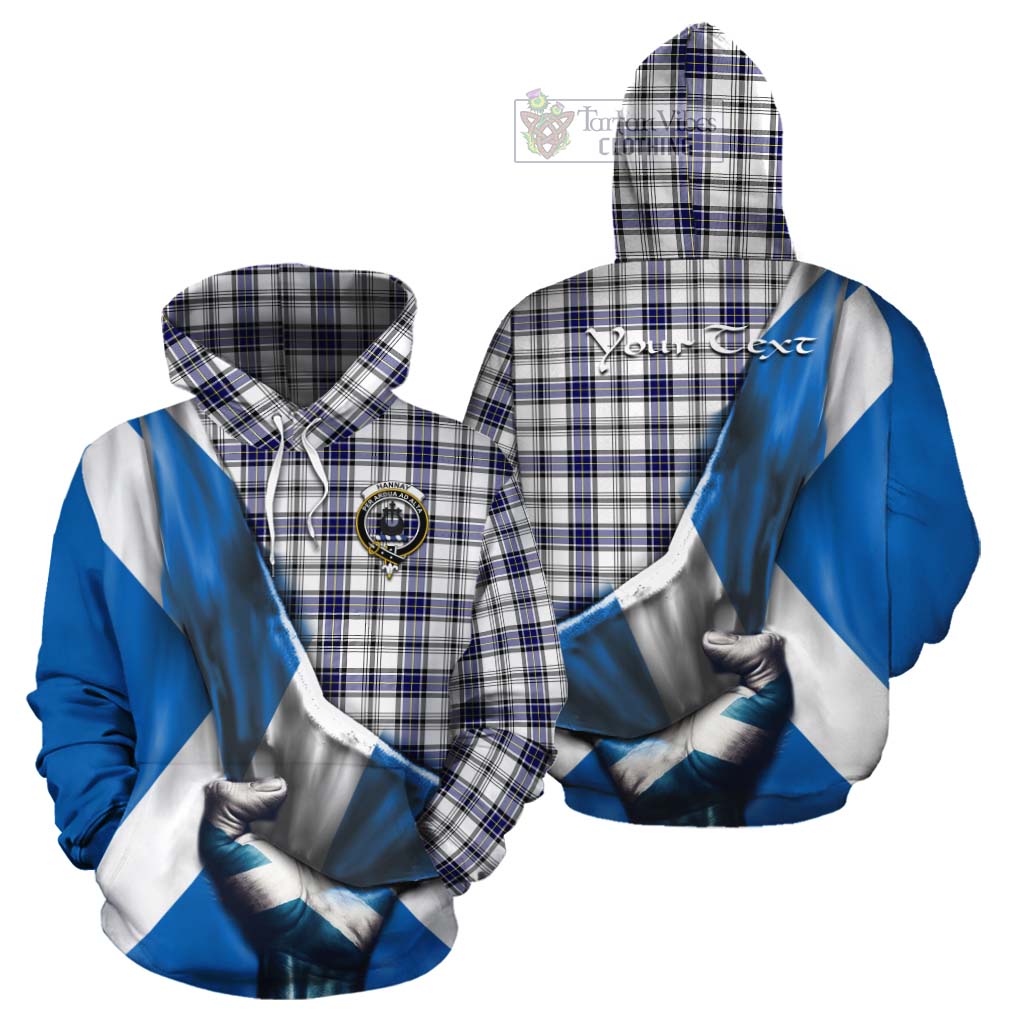 Tartan Vibes Clothing Hannay Tartan Cotton Hoodie with Family Crest Scotland Patriotic Style