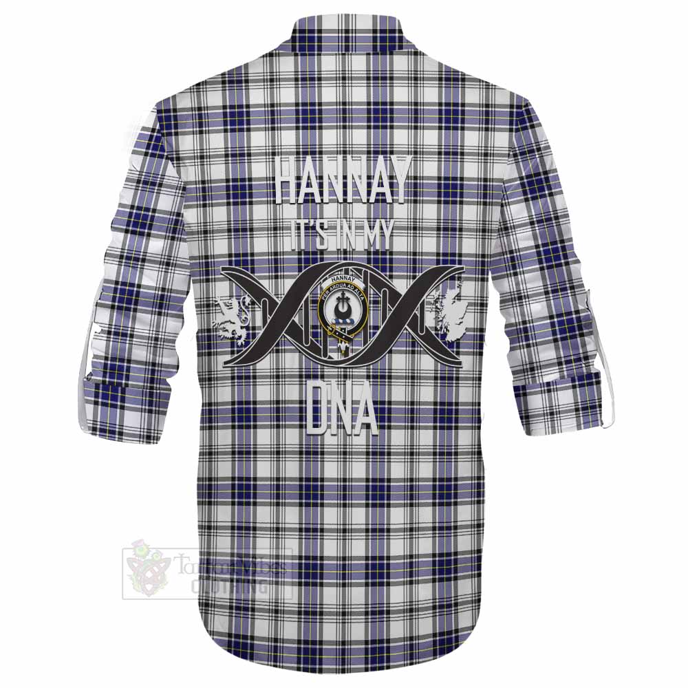 Tartan Vibes Clothing Hannay Tartan Ghillie Kilt Shirt with Family Crest DNA In Me Style