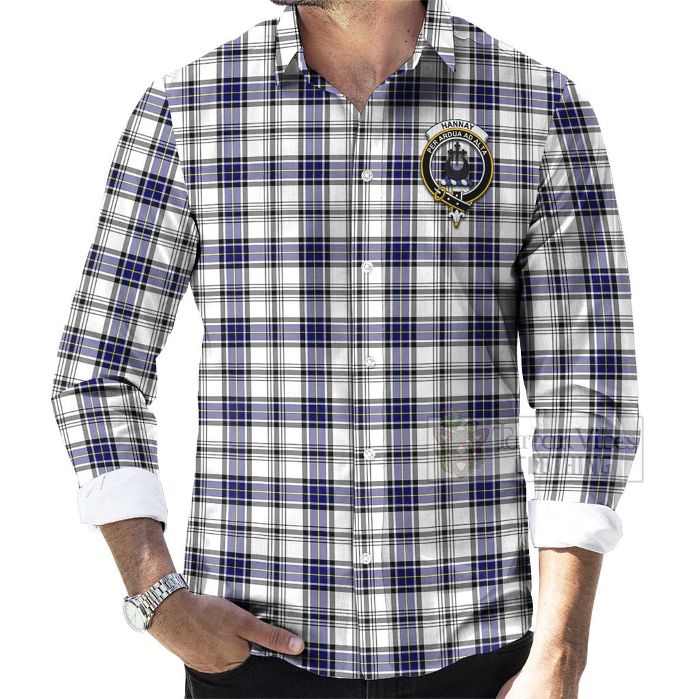 Tartan Vibes Clothing Hannay Tartan Long Sleeve Button Shirt with Family Crest and Bearded Skull Holding Bottles of Whiskey