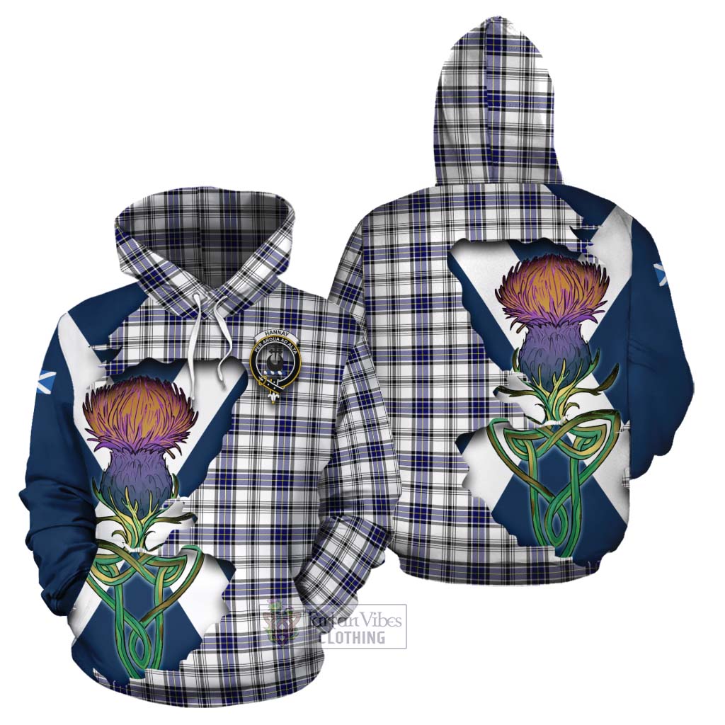 Tartan Vibes Clothing Hannay Tartan Family Crest Cotton Hoodie Scottish Thistle Celtic Inspired