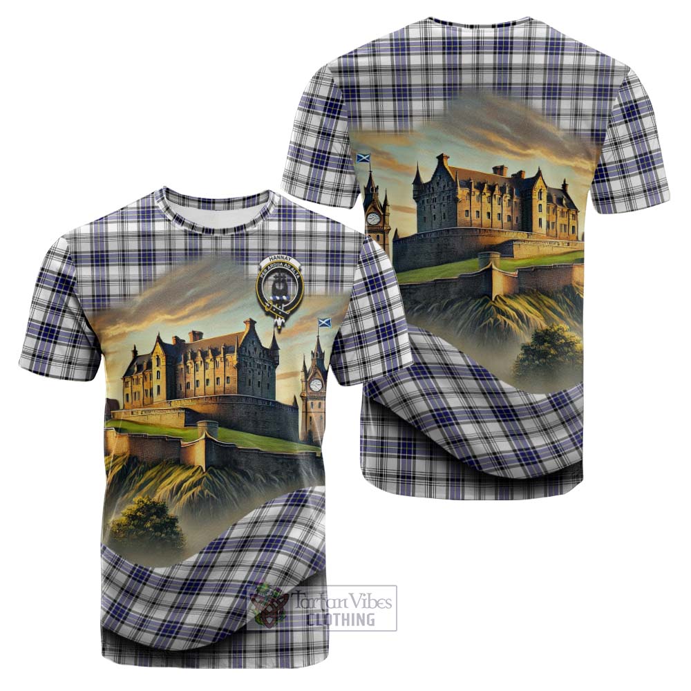 Tartan Vibes Clothing Hannay Tartan Family Crest Cotton T-shirt with Scottish Ancient Castle Style