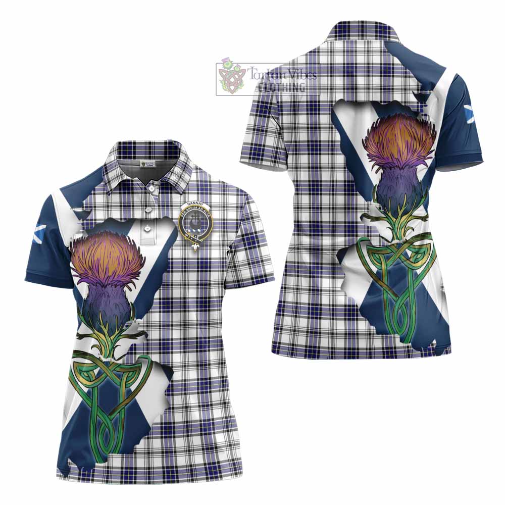 Tartan Vibes Clothing Hannay Tartan Family Crest Women's Polo Shirt Scottish Thistle Celtic Inspired