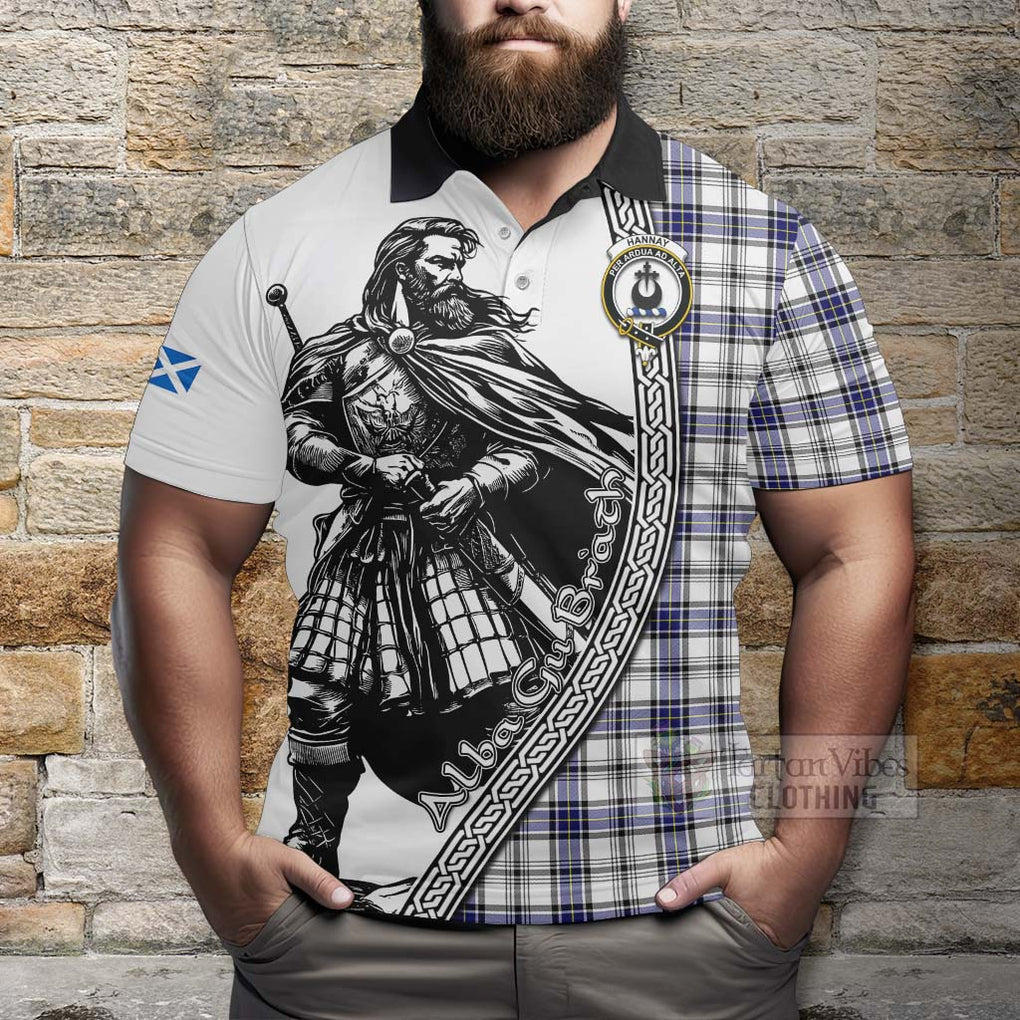 Tartan Vibes Clothing Hannay Tartan Clan Crest Polo Shirt with Highlander Warrior Celtic Style