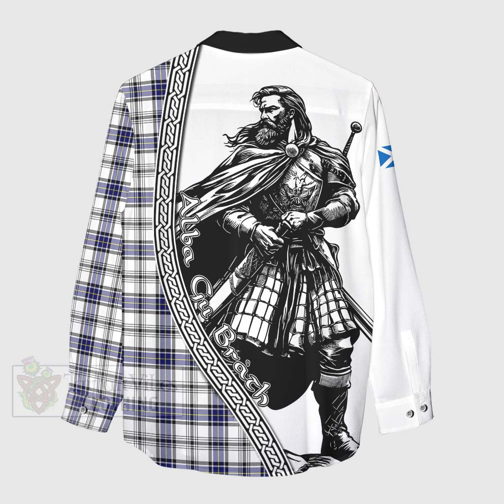 Tartan Vibes Clothing Hannay Tartan Clan Crest Women's Casual Shirt with Highlander Warrior Celtic Style