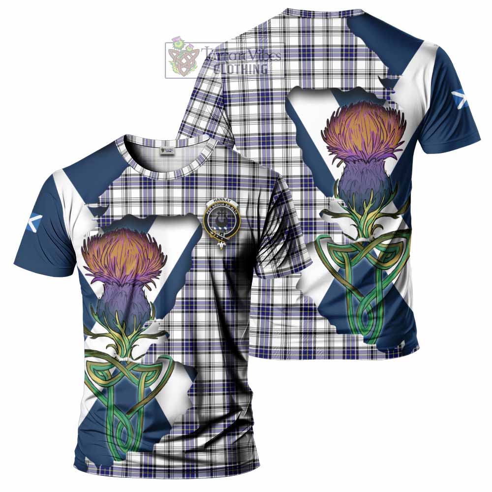 Tartan Vibes Clothing Hannay Tartan Family Crest T-Shirt Scottish Thistle Celtic Inspired
