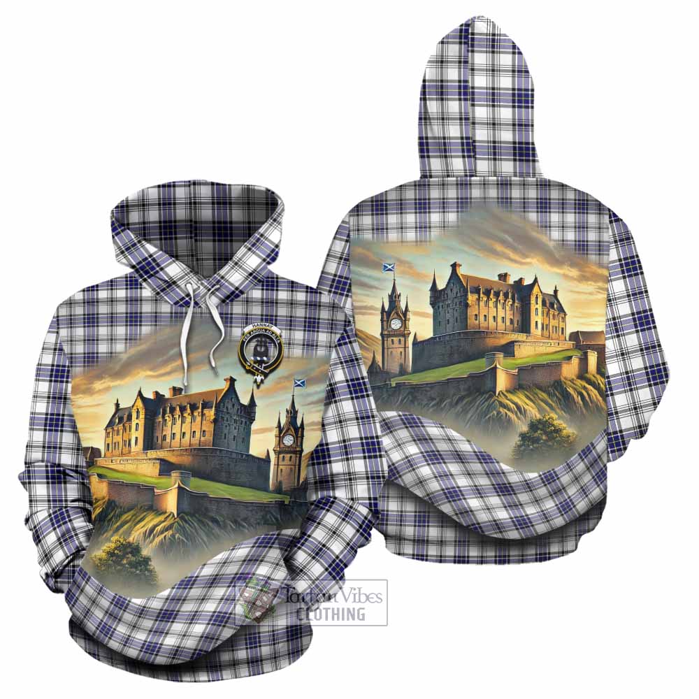 Tartan Vibes Clothing Hannay Tartan Family Crest Hoodie with Scottish Ancient Castle Style