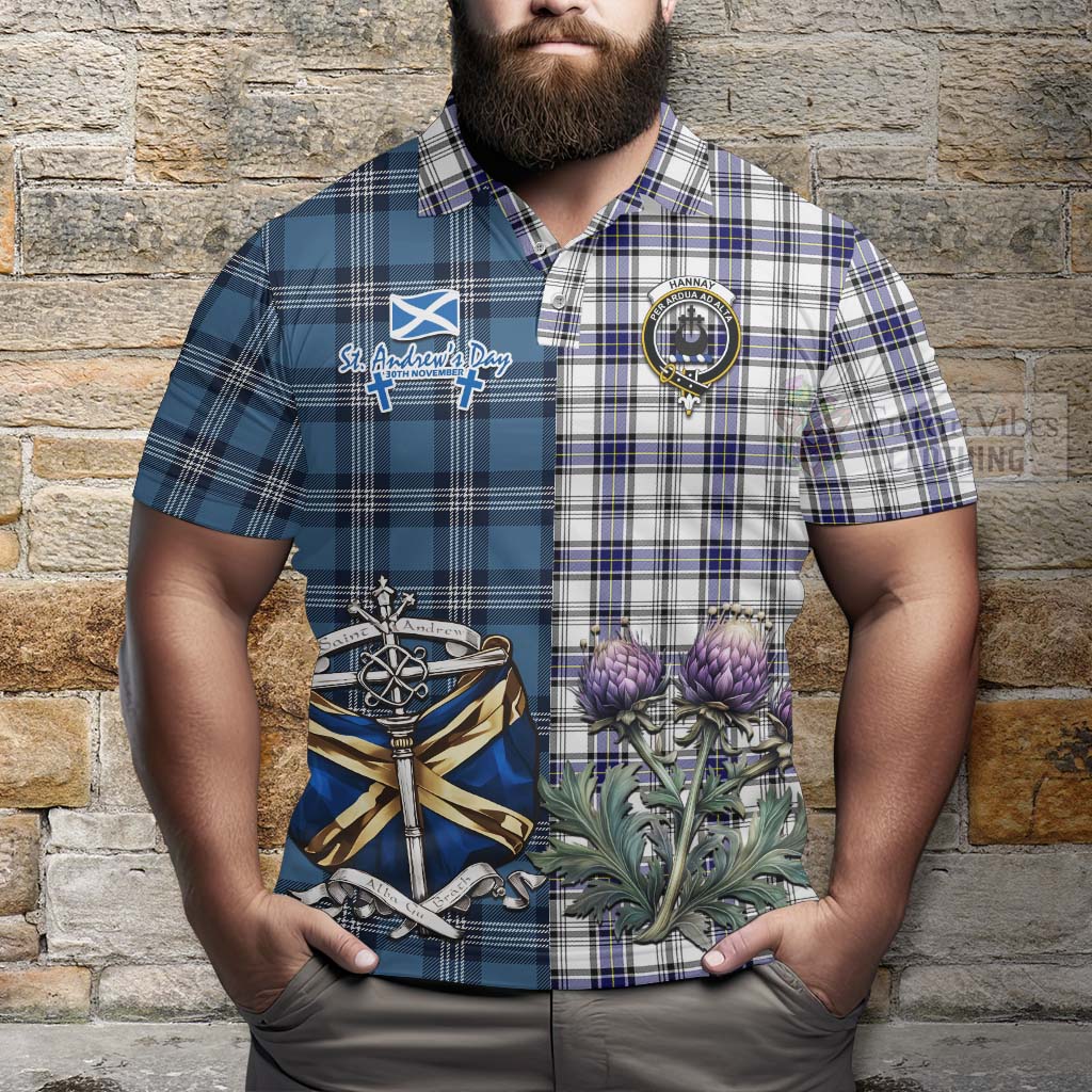 Tartan Vibes Clothing Hannay Tartan Polo Shirt Happy St. Andrew's Day Half Tartan Style